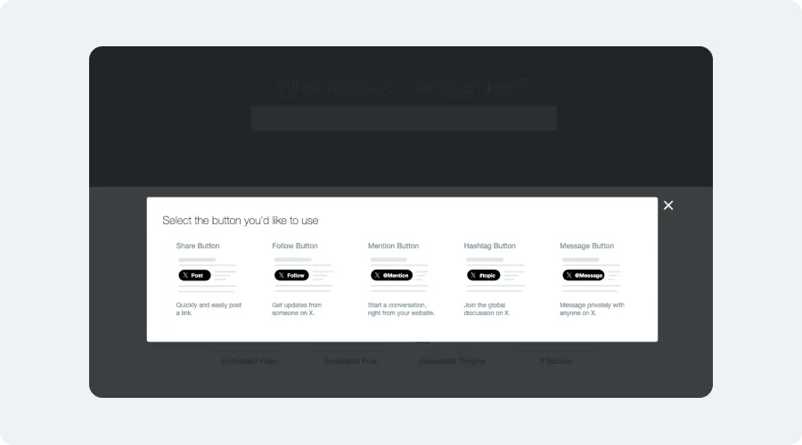 Xボタンの種類選択画面