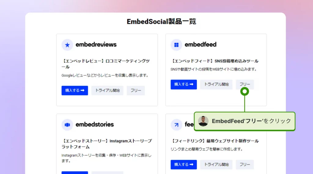 EmbedSocial製品購入画面