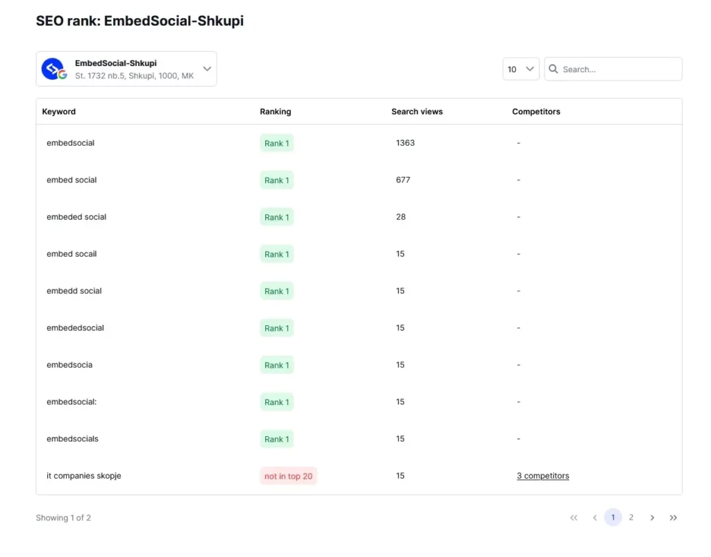 SEO rank - embedsocial