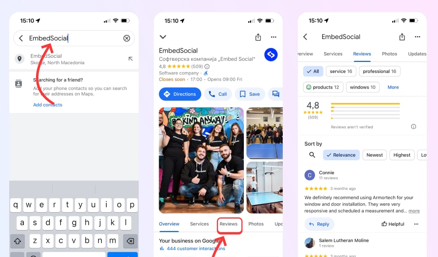 Steps to see Google reviews on Google maps