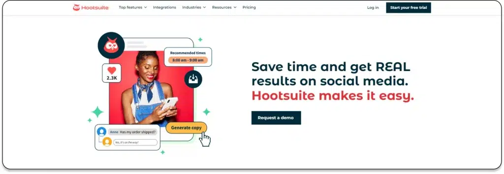 Hootsuiteトップページスクリーンショット