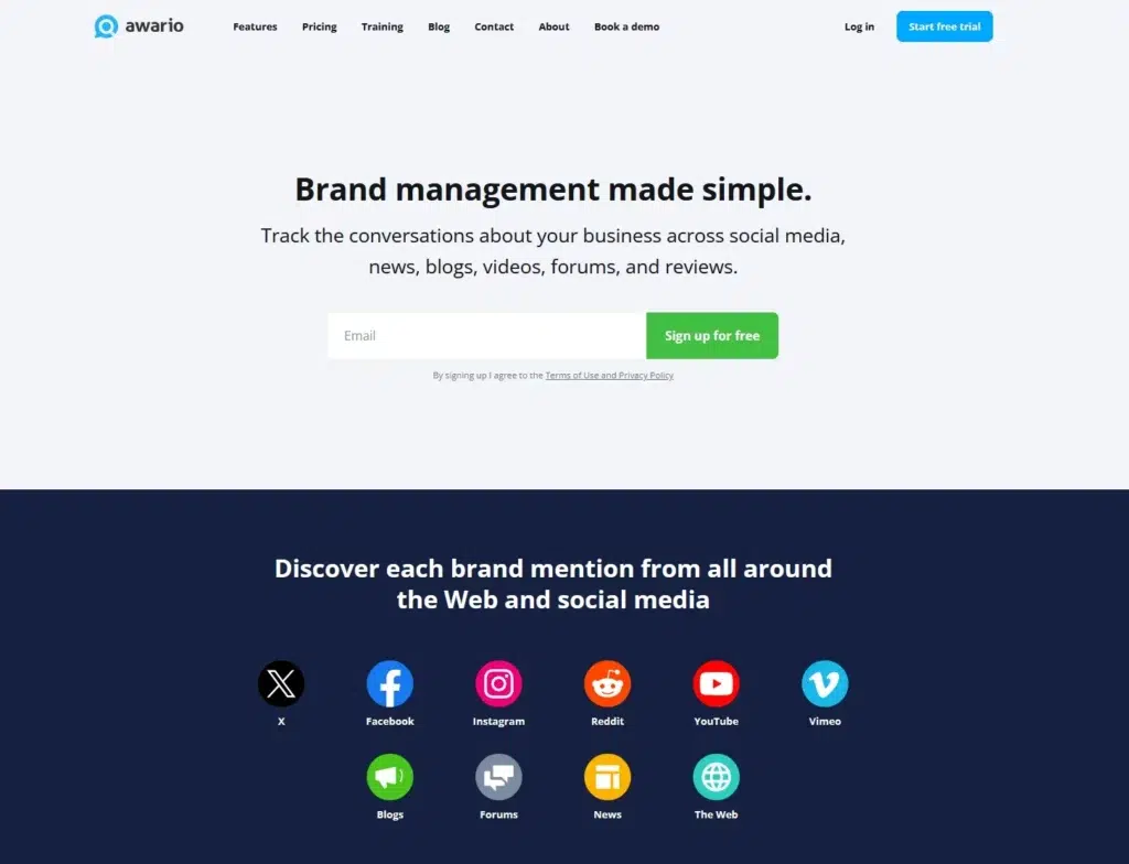 awario landing page