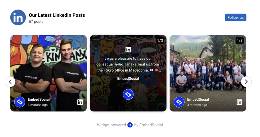 LinkedIn slider feed widget