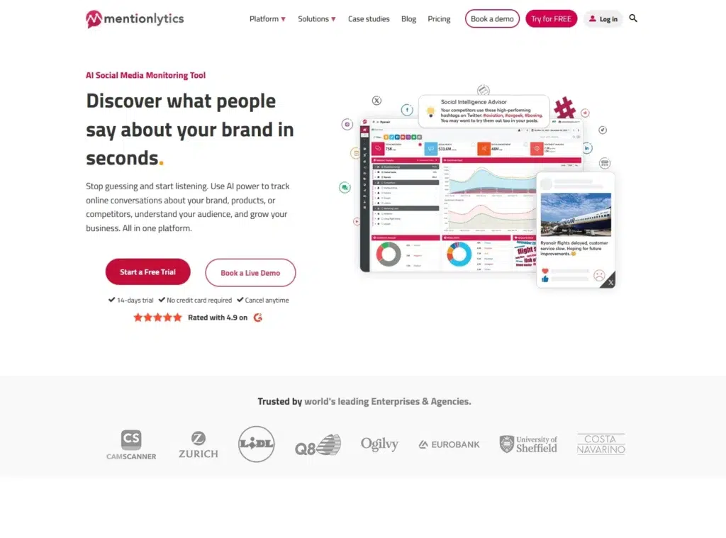mentionlytics landing page