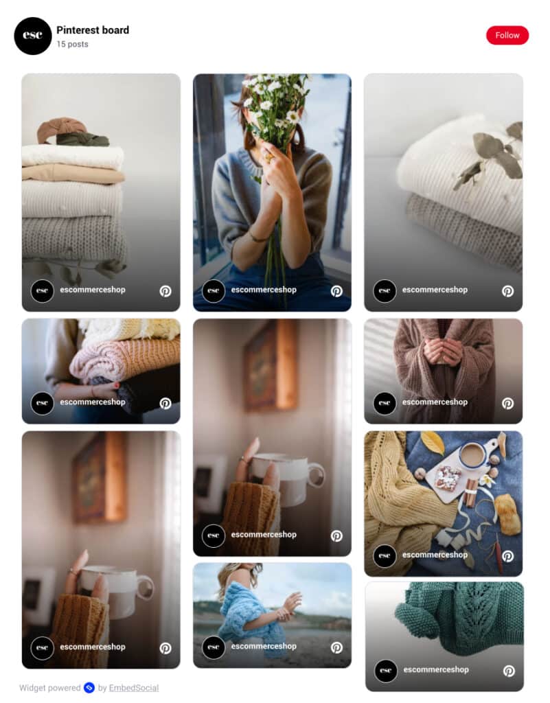 Embed Pinterest widget