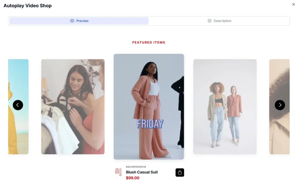 autoplay video shop widget