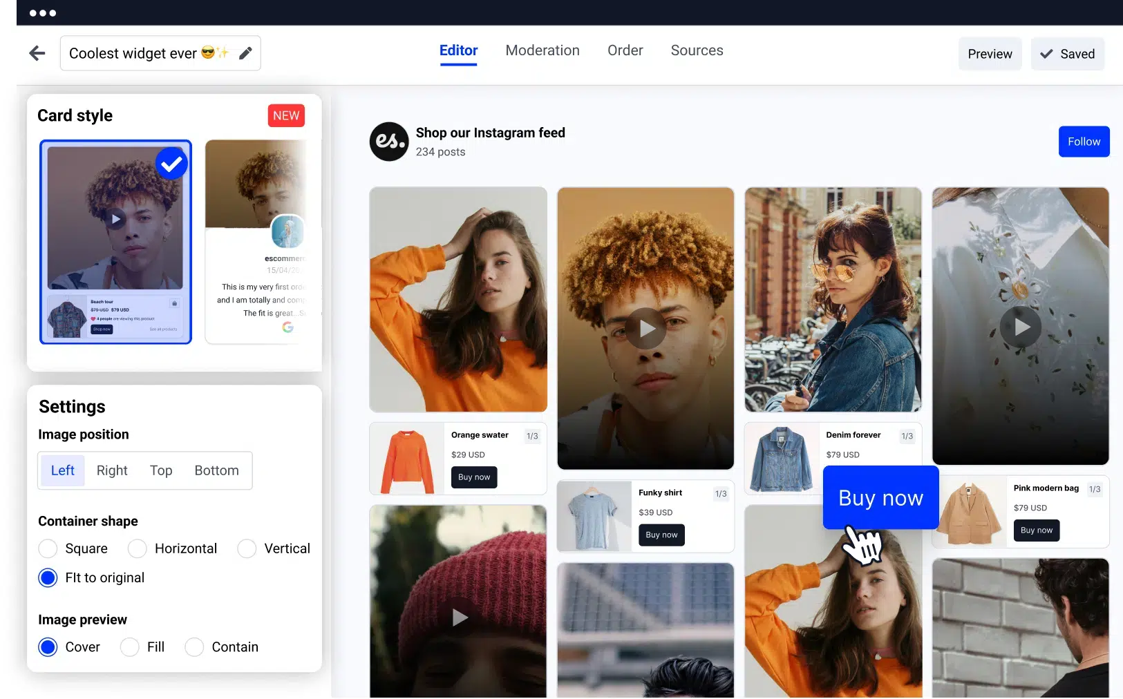 shoppable ugc widget example