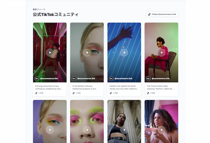 EmbedSocialのAIテンプレート「TikTokクラッシックフィード」